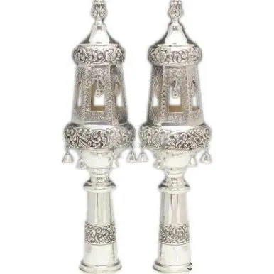 925 Sterling Silver Sefer Torah Rimonim Set of 2 Hand Made in Israel