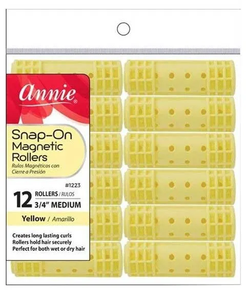 Annie Snap On Magnetic Rollers Size Medium 12 Count Yellow 1223