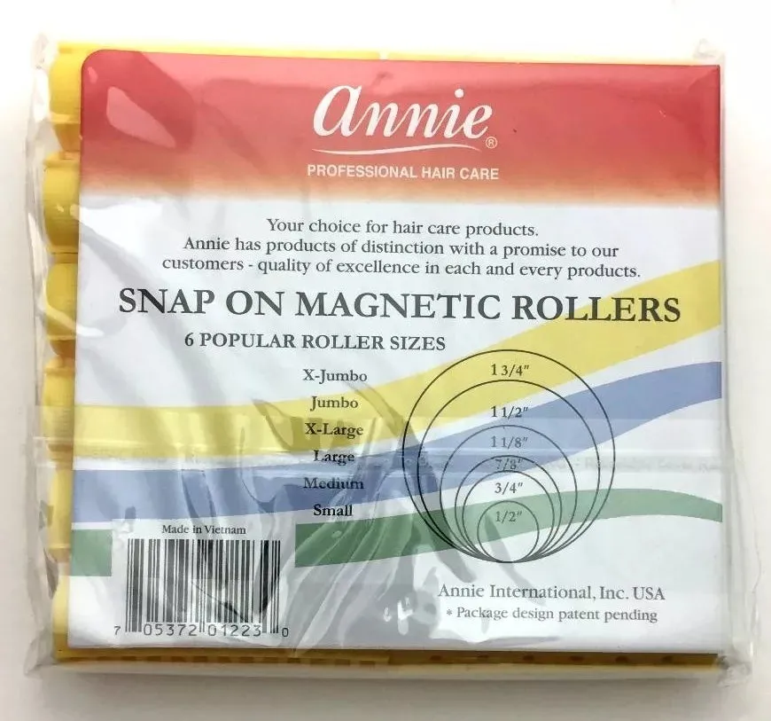 Annie Snap On Magnetic Rollers Size Medium 12 Count Yellow 1223