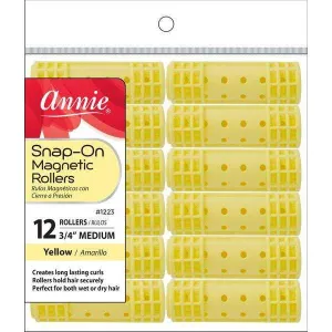 Annie Snap On Magnetic Rollers Size Medium 12 Count Yellow 1223