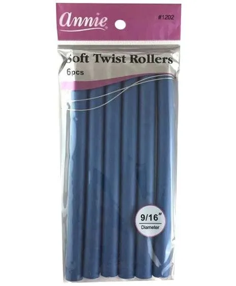 Annie Soft Twist Rollers 9/16" Blue 6pcs 1202