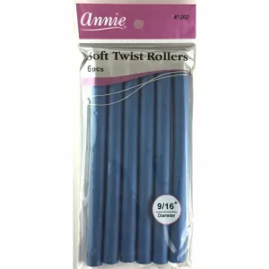 Annie Soft Twist Rollers 9/16" Blue 6pcs 1202