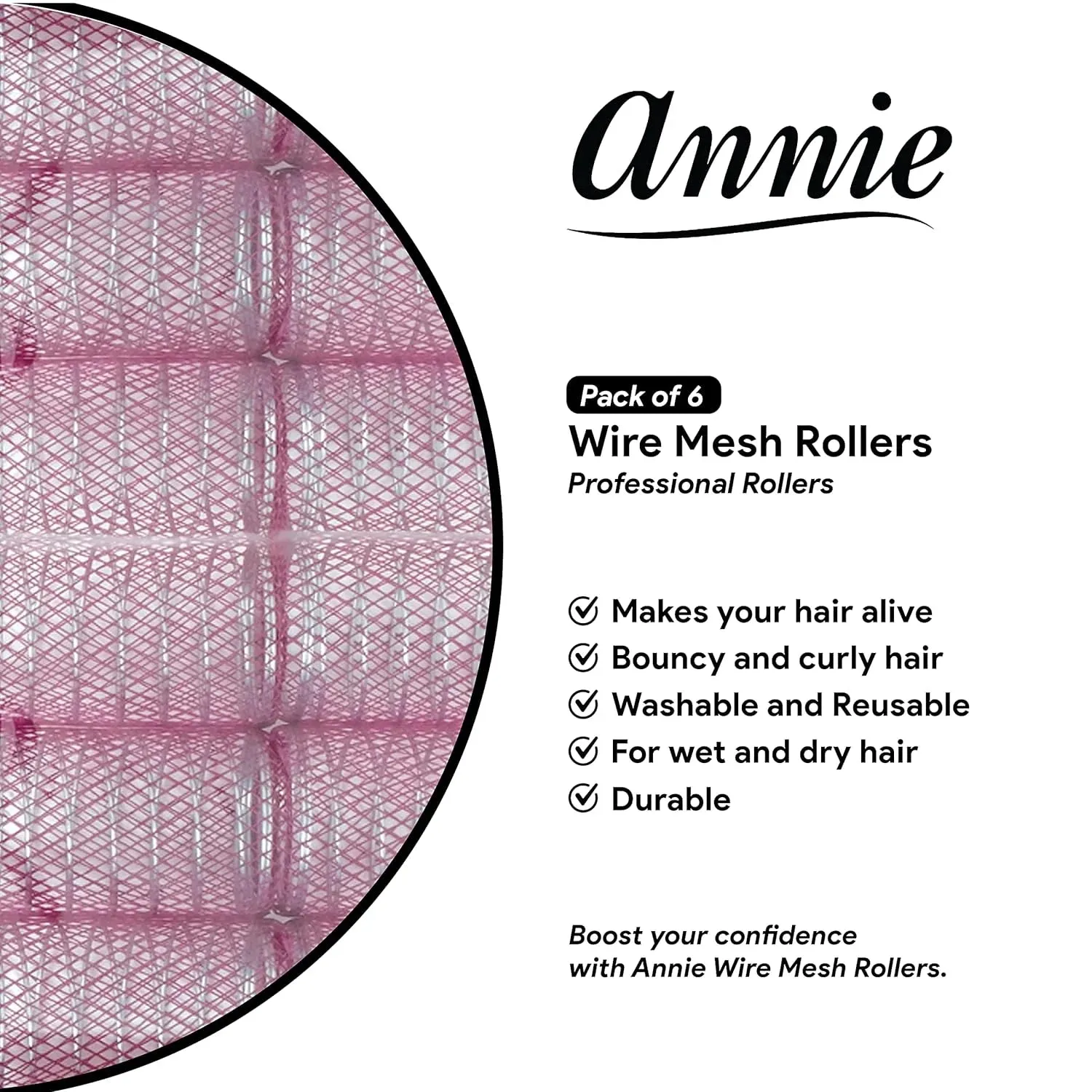 Annie Wire Mesh Rollers Jumbo 6 Count Purple 1026