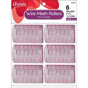 Annie Wire Mesh Rollers Jumbo 6 Count Purple 1026