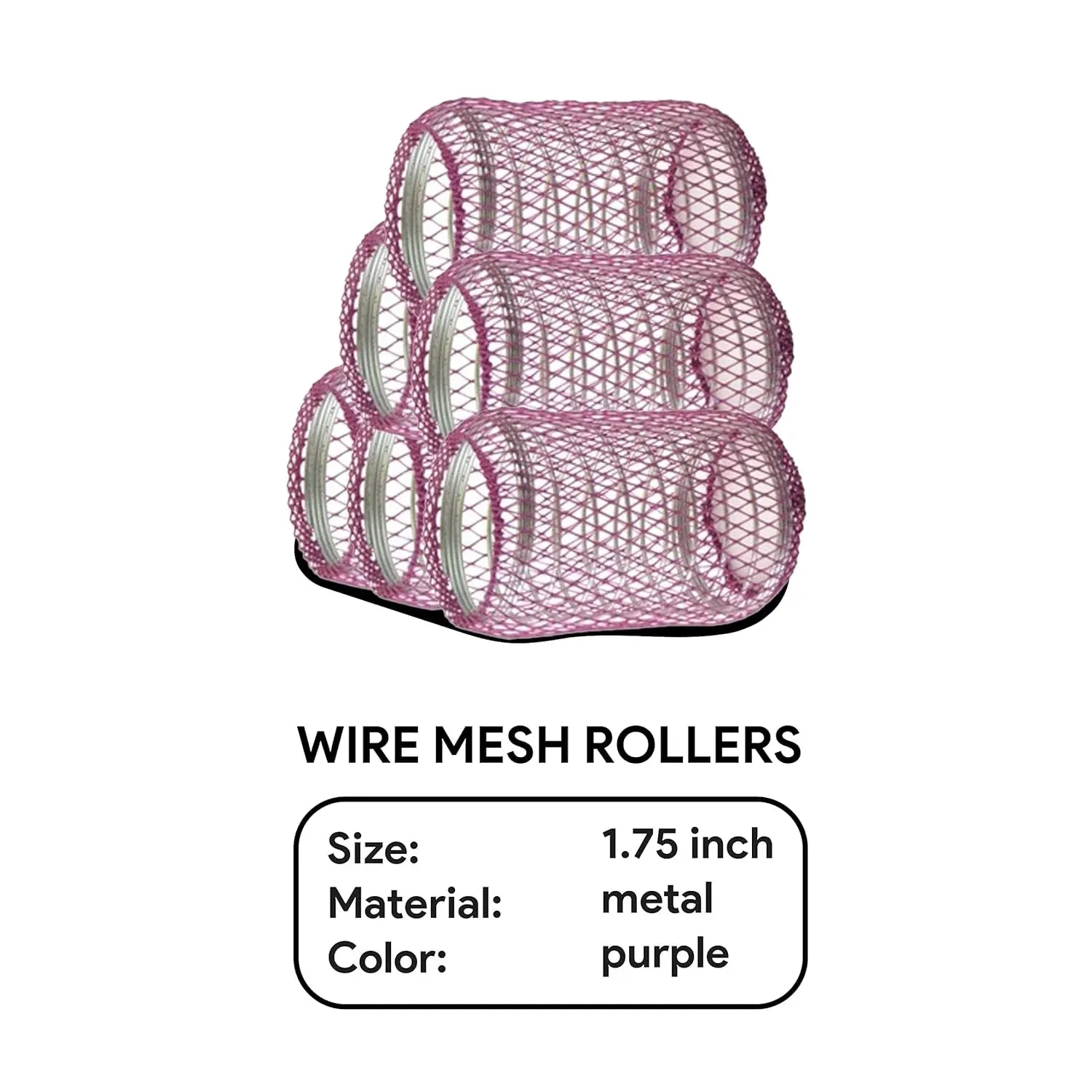 Annie Wire Mesh Rollers Jumbo 6 Count Purple 1026