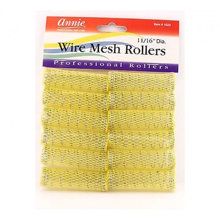 Annie Wire Mesh Rollers Small 12 Count Yellow 1022