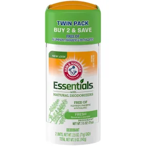 Arm & Hammer Essentials Deodorant- Rosemary Lavender- Solid Oval- Twin Pack (Pack of 2/ 2.5oz)- Made with Natural Deodorizers- Free From Aluminum, Parabens  Phthalates