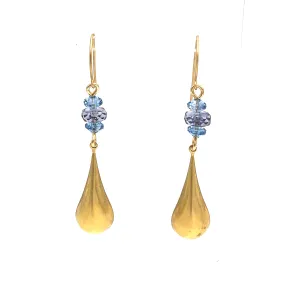 Blue Brass Drip Earrings