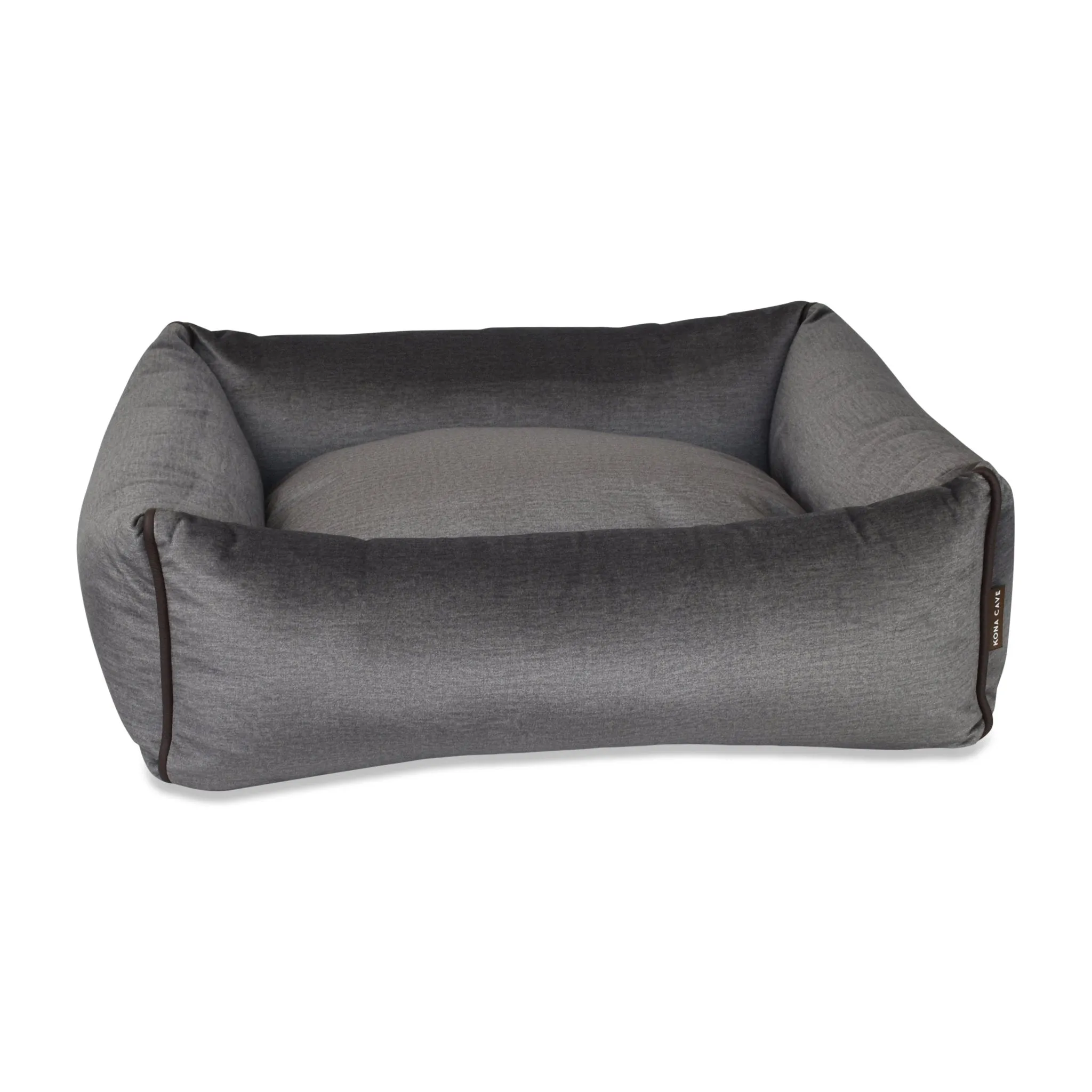 Bolster Pet Bed - Graphite Grey Velvet