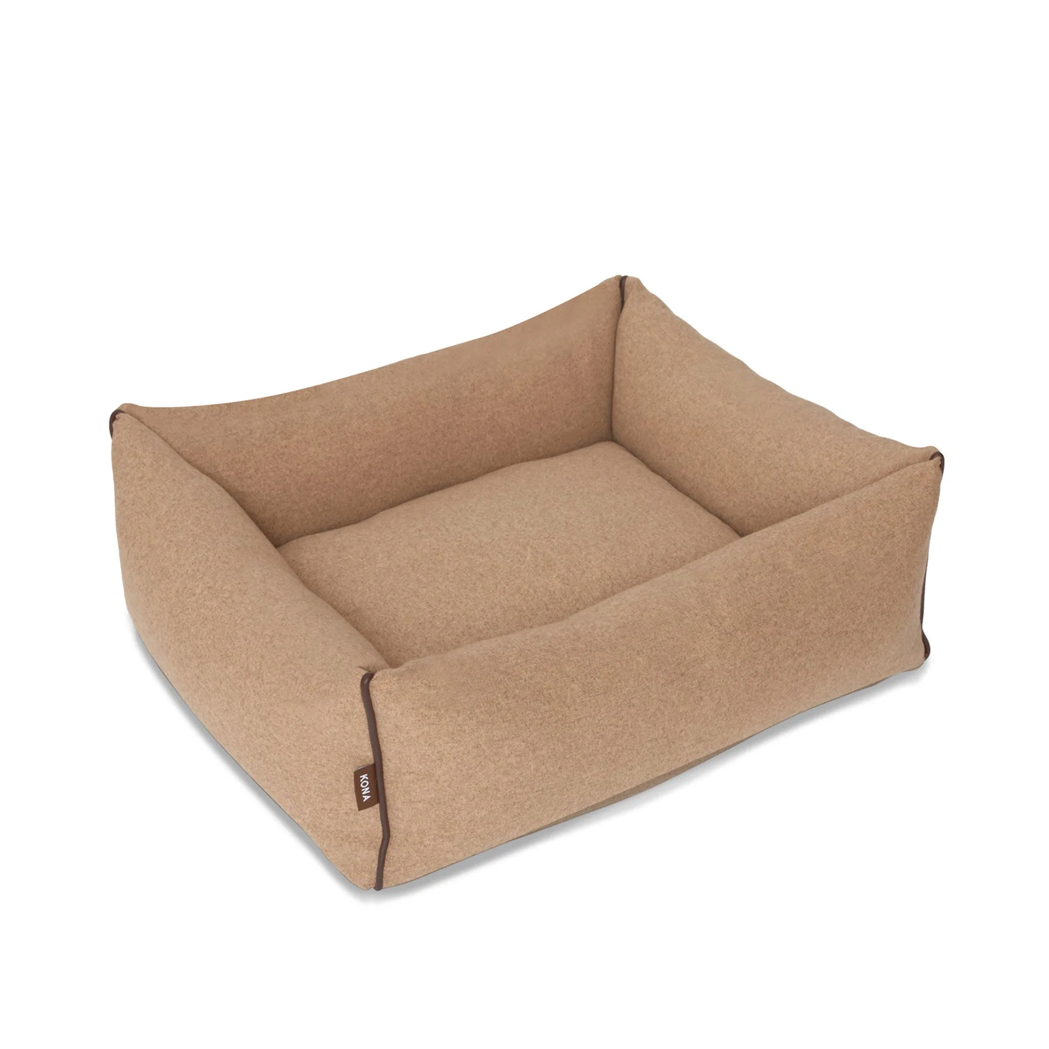 Bolster Pet Bed - Light Brown/Tan Flannel