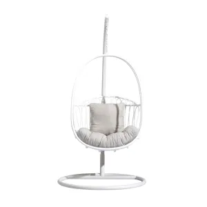 Byron Hanging Chair White/Light Grey Cushion