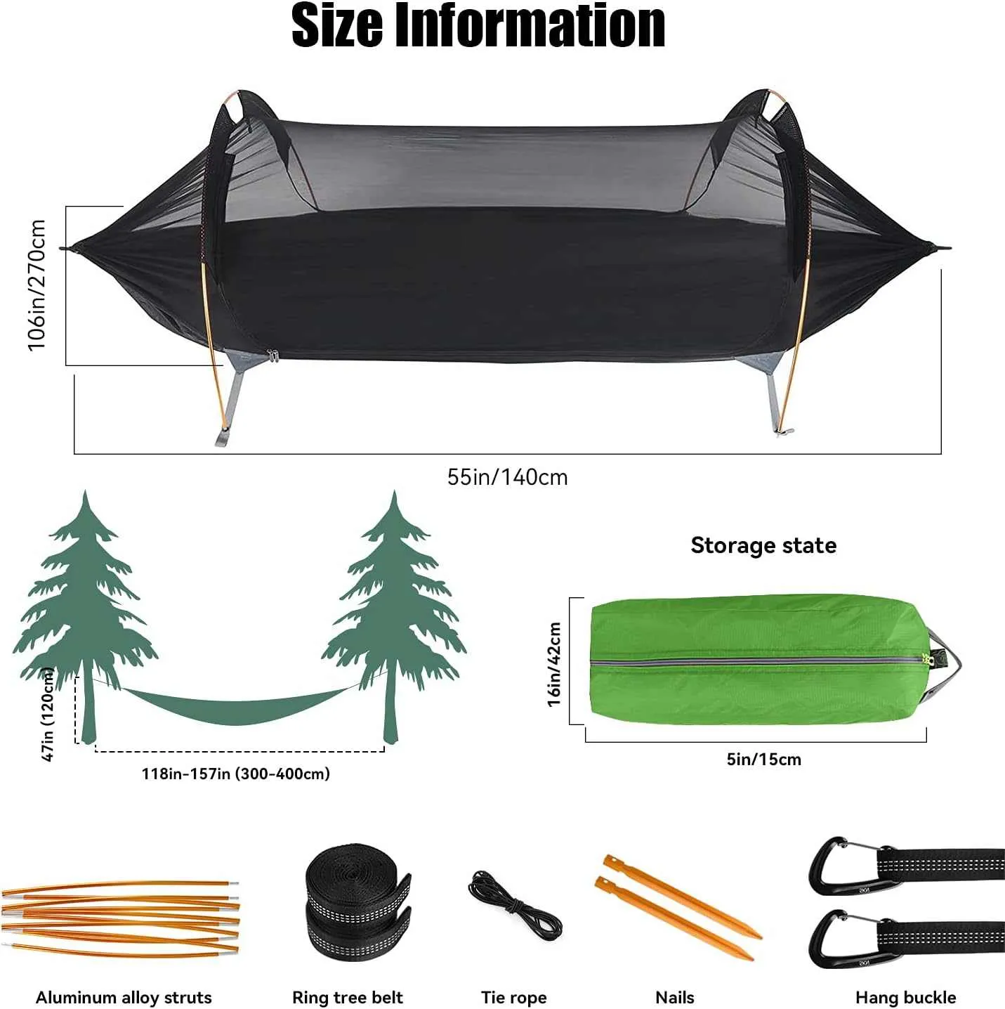 Camping Hammock with Mosquito Net and Rainfly Cover