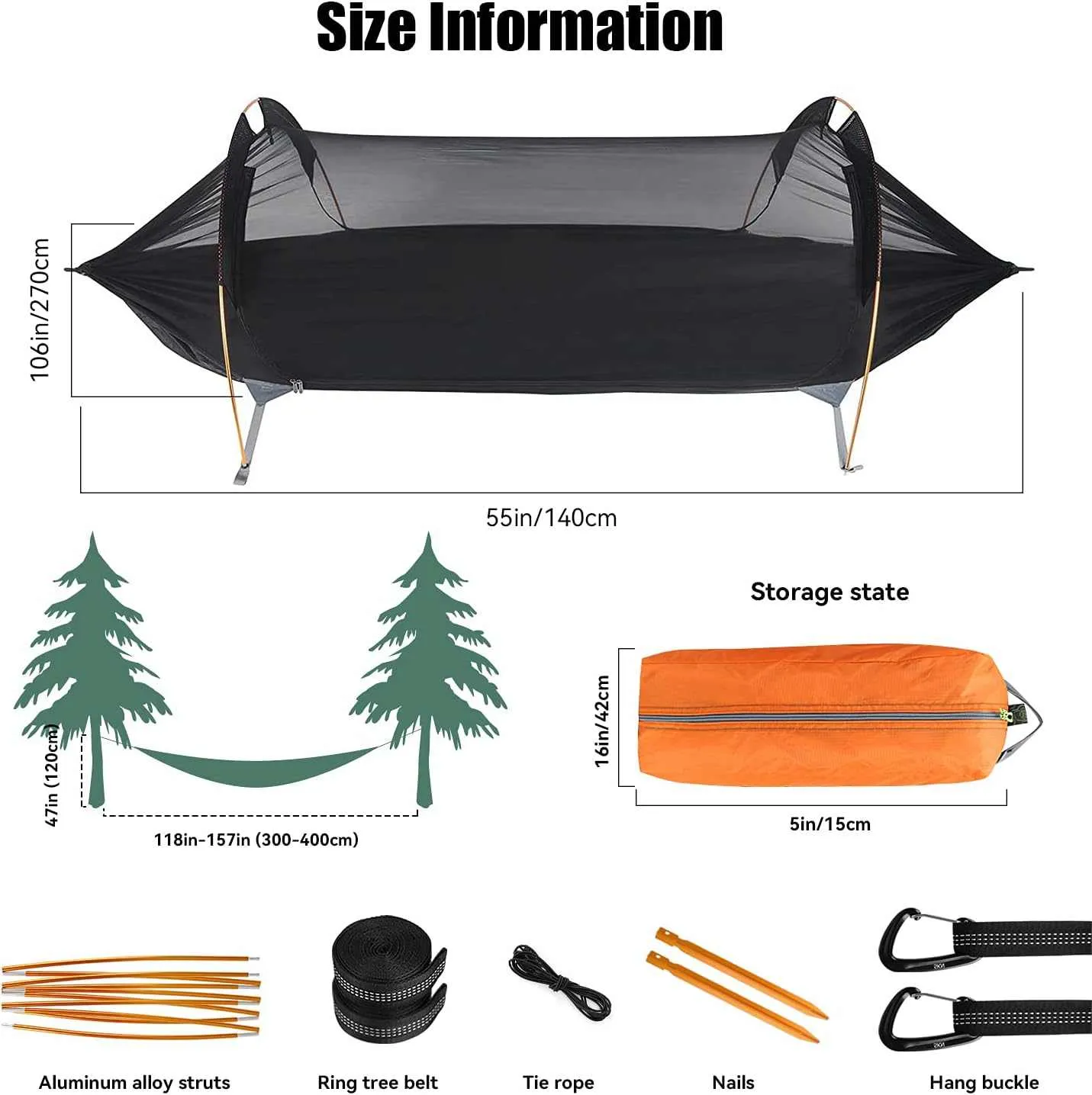 Camping Hammock with Mosquito Net and Rainfly Cover