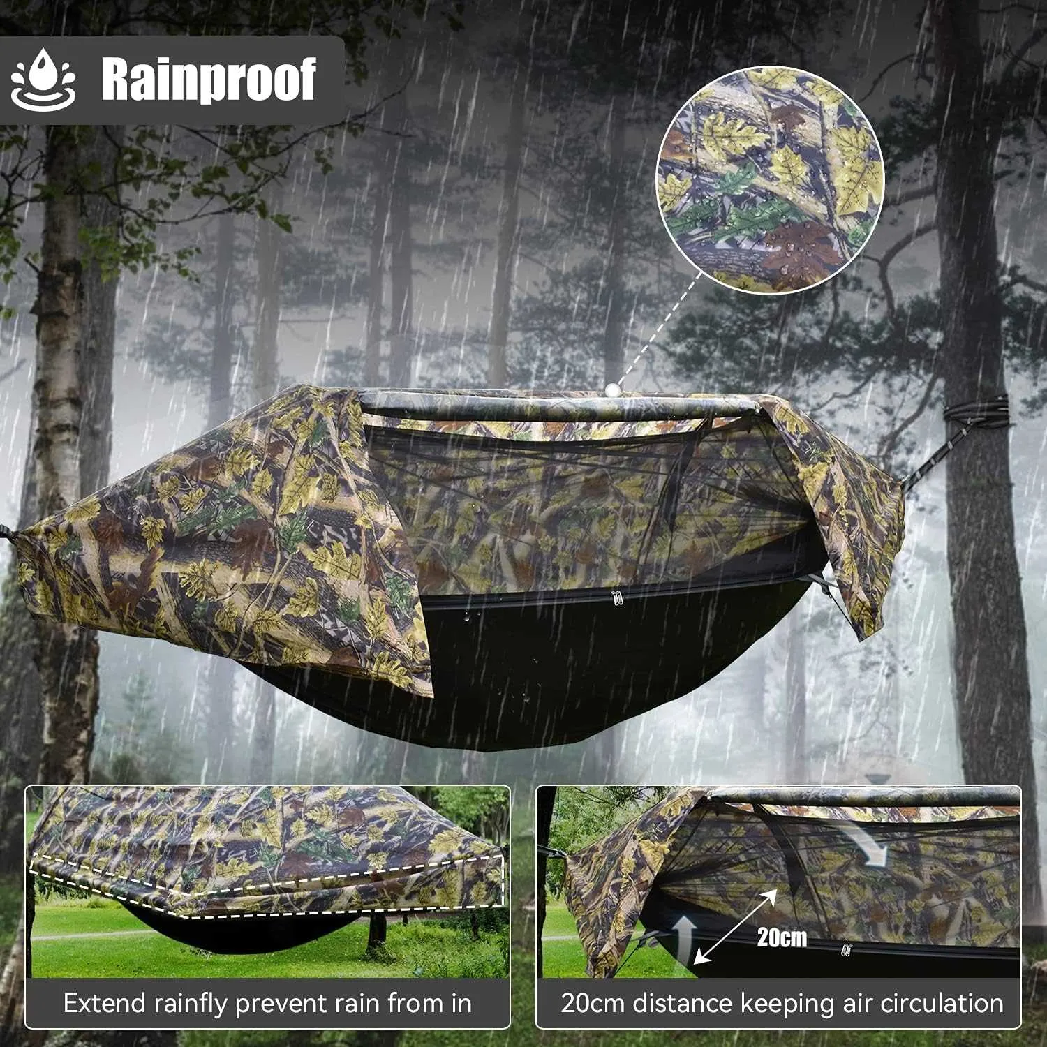 Camping Hammock with Mosquito Net and Rainfly Cover