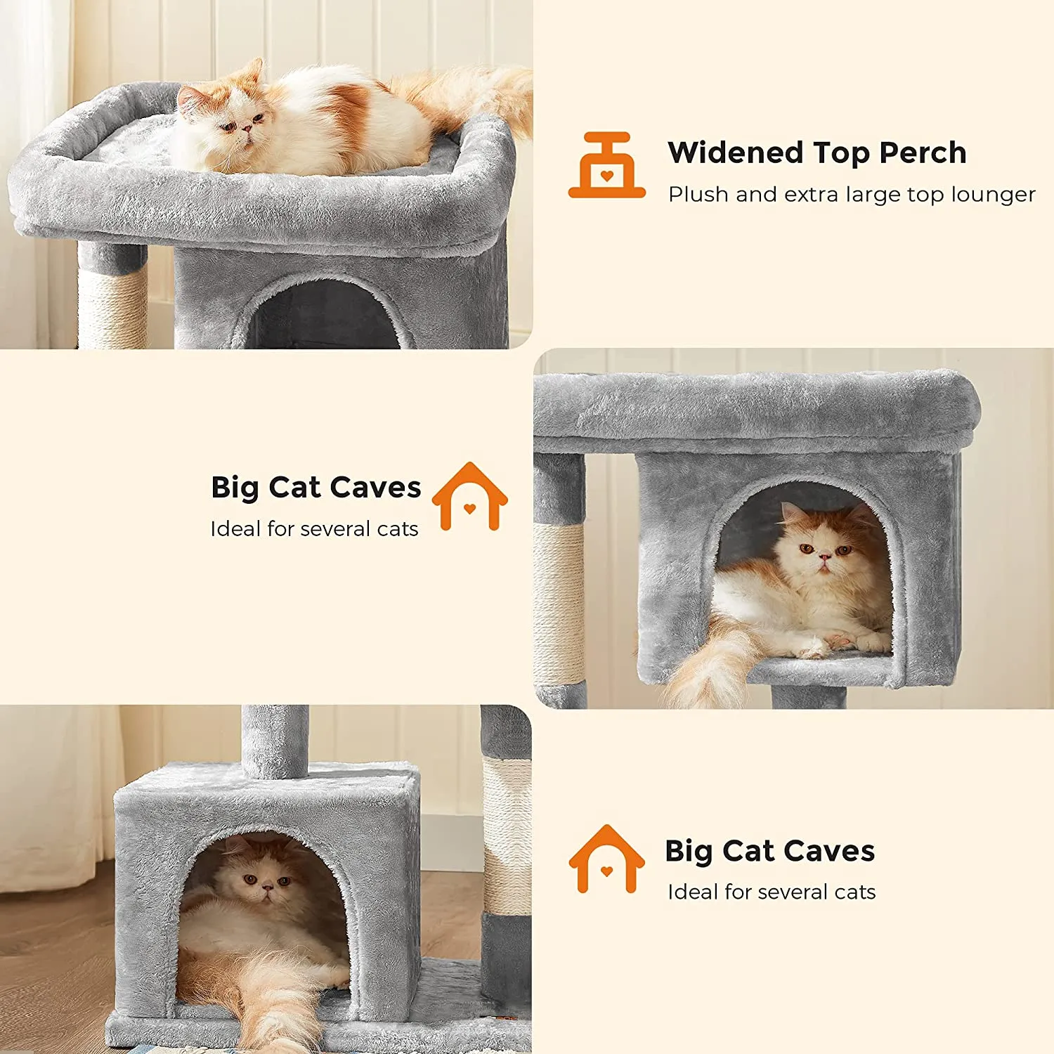 Cat Tower 2 Cozy Plush Condos and Sisal Posts