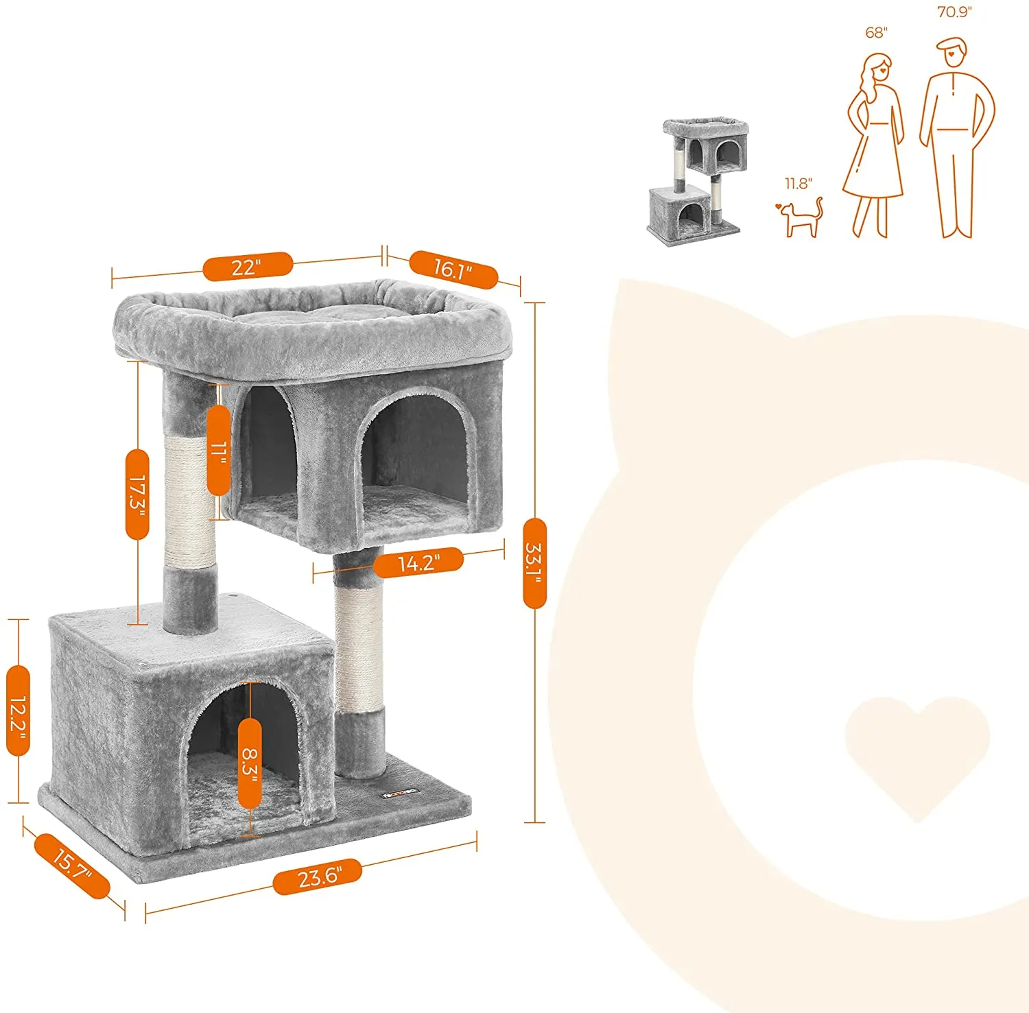 Cat Tower 2 Cozy Plush Condos and Sisal Posts