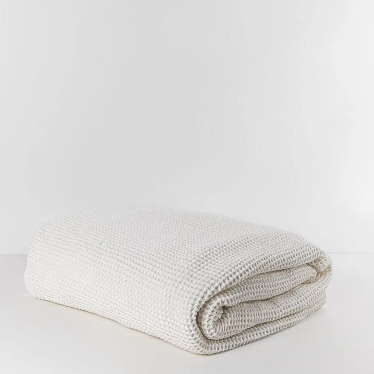 Claude Waffle Fleece Throw | White