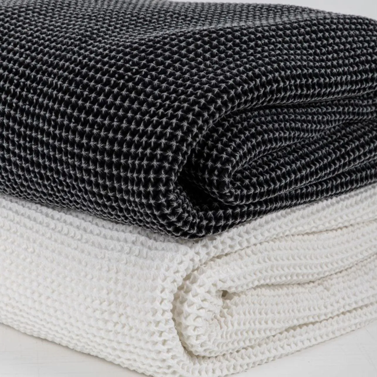 Claude Waffle Fleece Throw | White