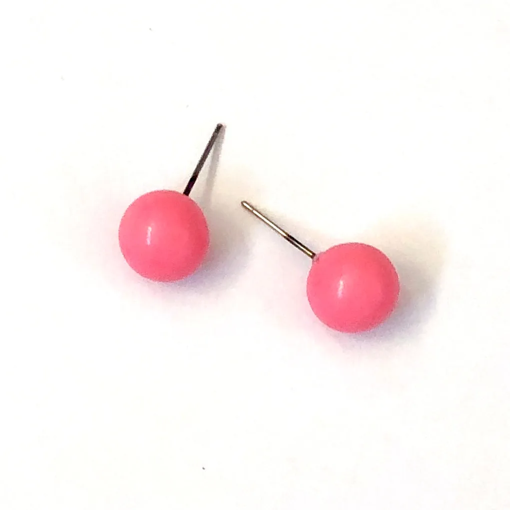 Cotton Candy Pink Ball Stud Earrings