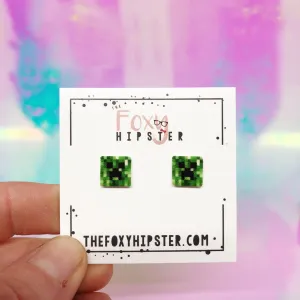 Creeper Minecraft Stud Earrings