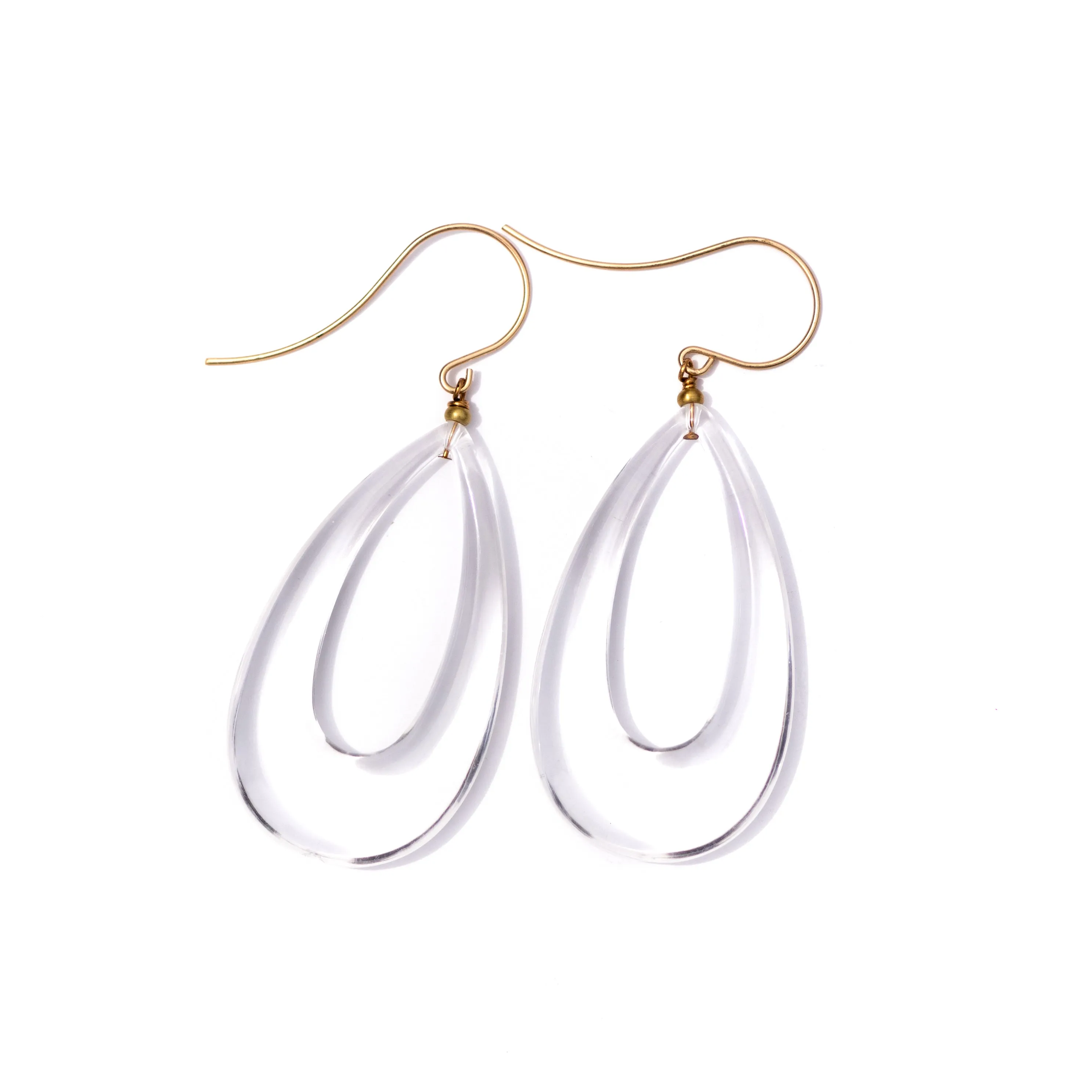 Crystal Clear Lucite Teardrop Hoop Drop Earrings