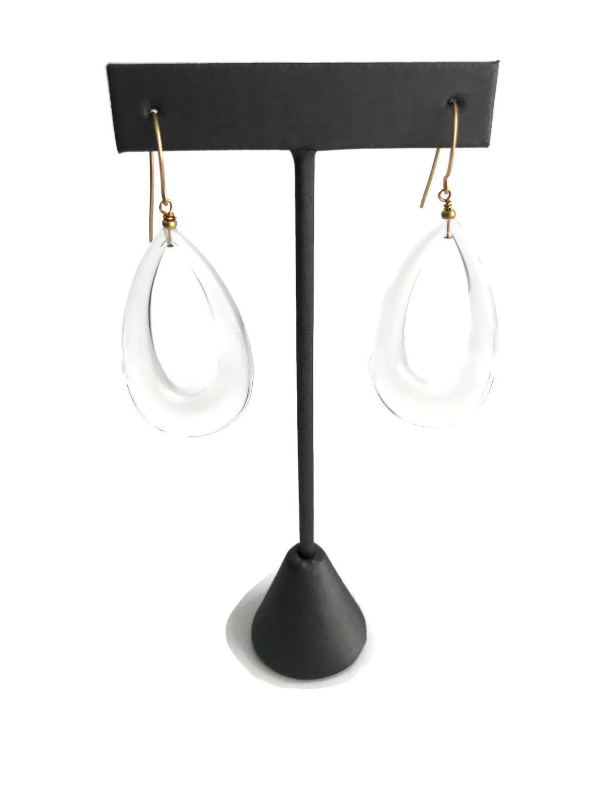 Crystal Clear Lucite Teardrop Hoop Drop Earrings