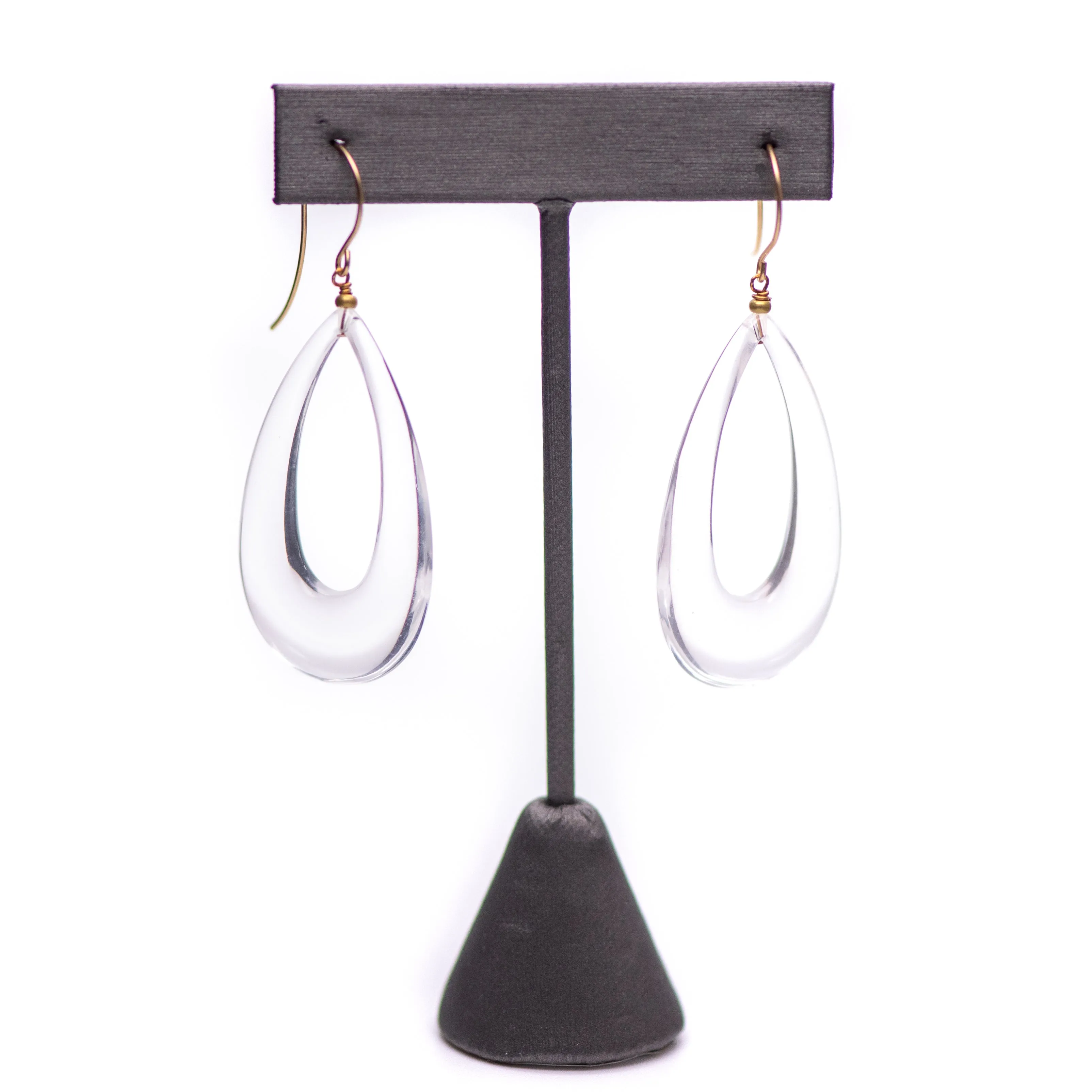 Crystal Clear Lucite Teardrop Hoop Drop Earrings