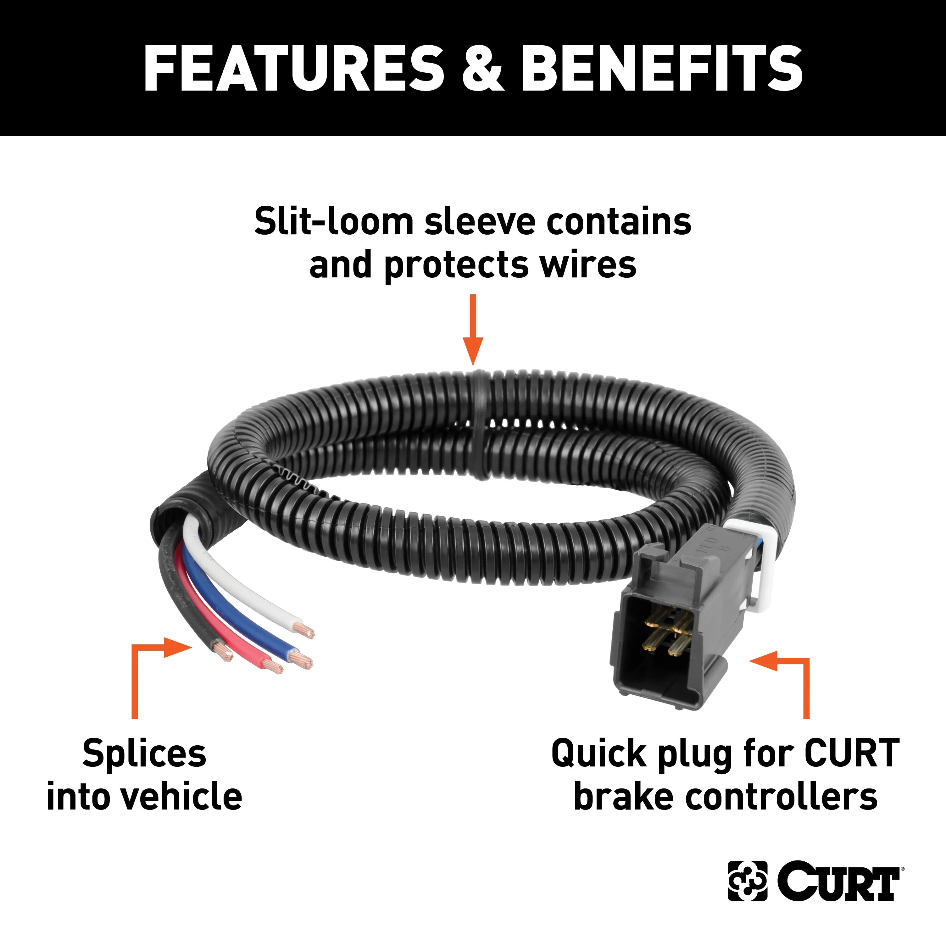 CURT 51516 CURT 51516 Quick Plug Universal Electric Trailer Brake Controller Wiring Harness