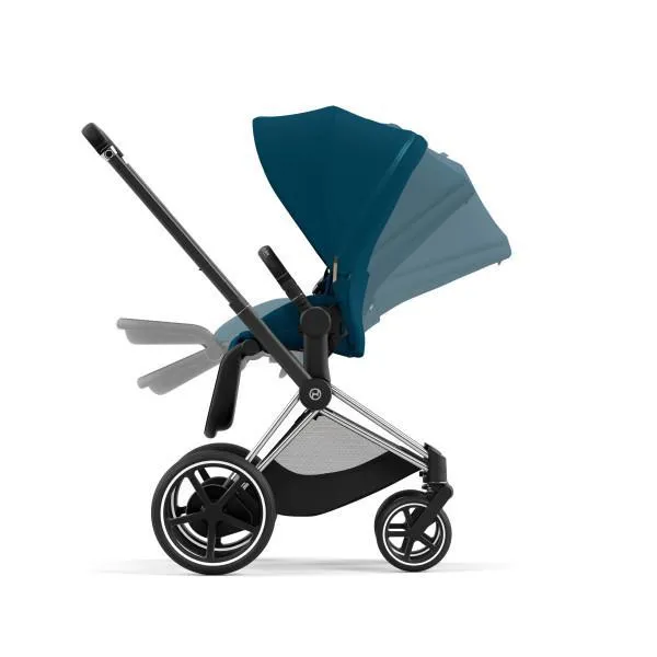 Cybex E-Priam 2 Stroller - Chrome/Black Frame and Mountain Blue Seat Pack