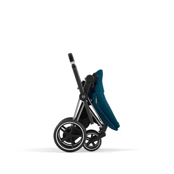 Cybex E-Priam 2 Stroller - Chrome/Black Frame and Mountain Blue Seat Pack