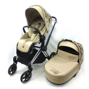 Cybex PRIAM 4 Stroller   Lux Carry Cot -Simply Flowers in Nude Beige (92162) (Floor Model)