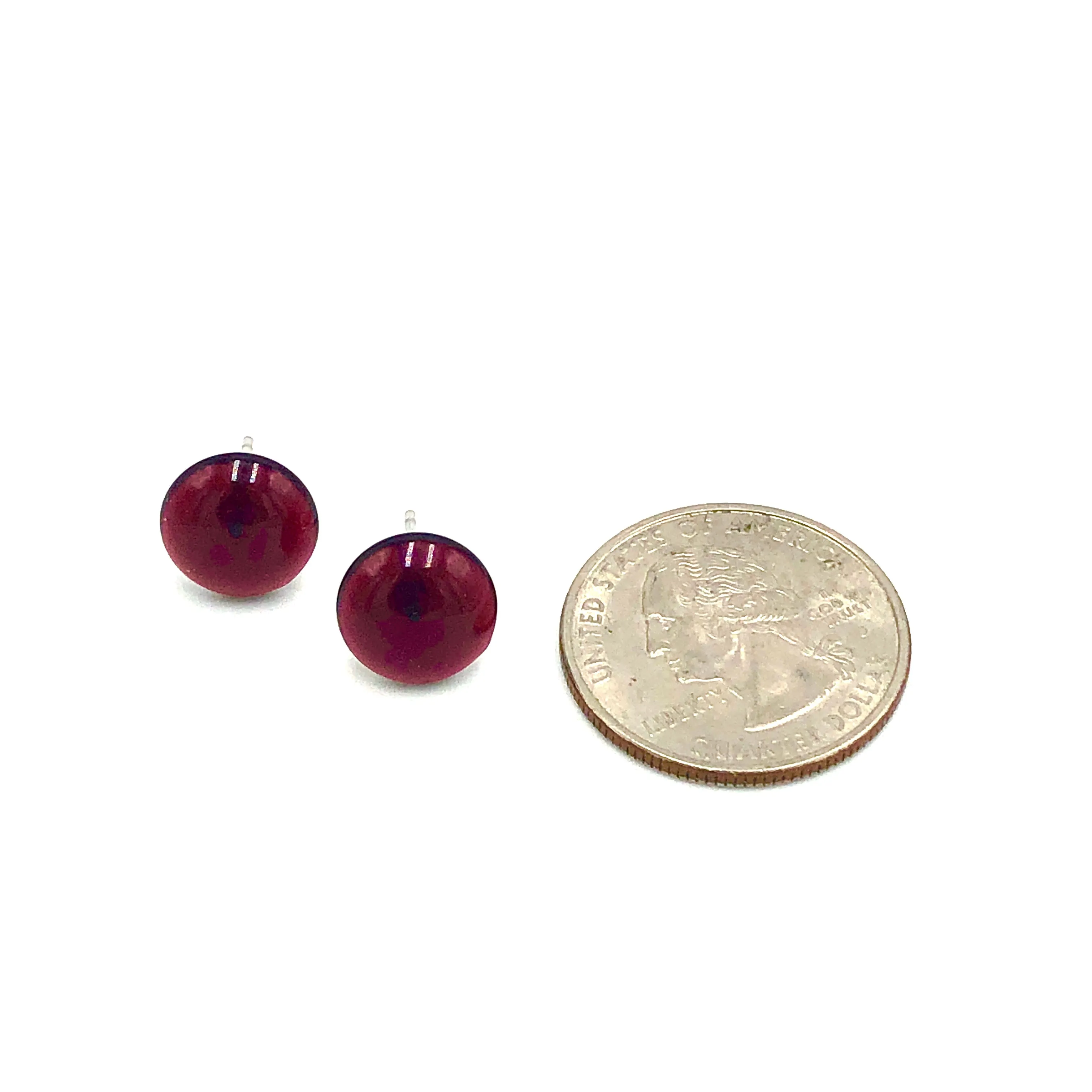 Dark Garnet Retro Button Stud Earrings