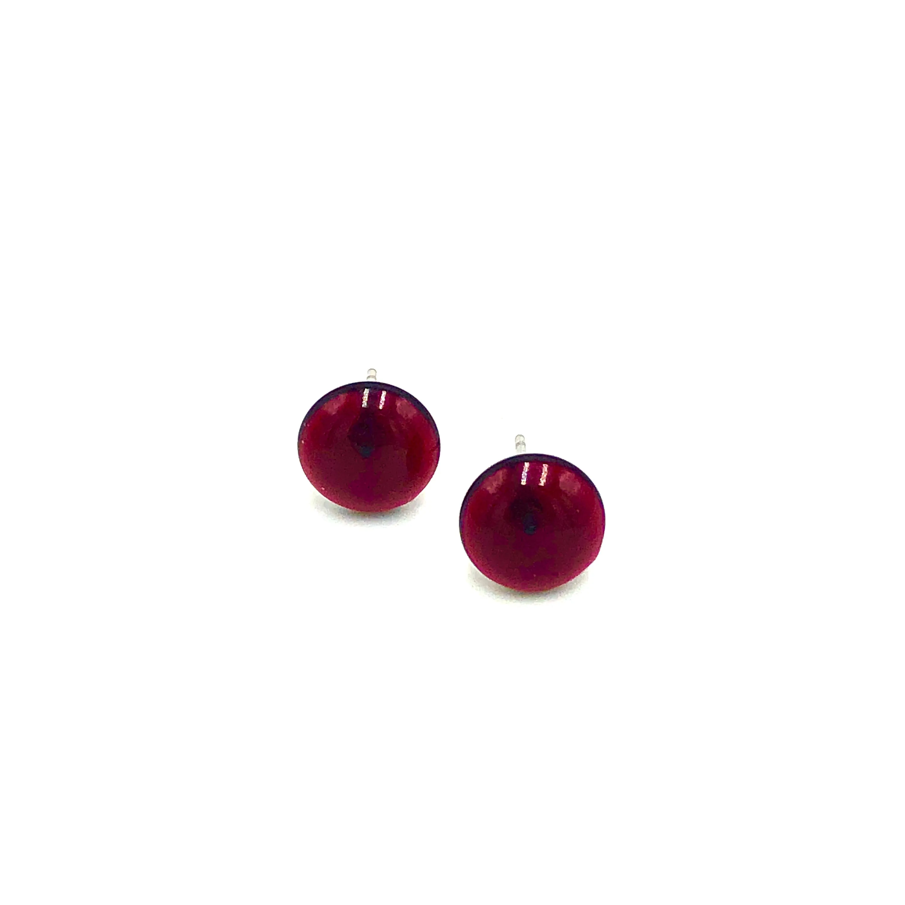 Dark Garnet Retro Button Stud Earrings