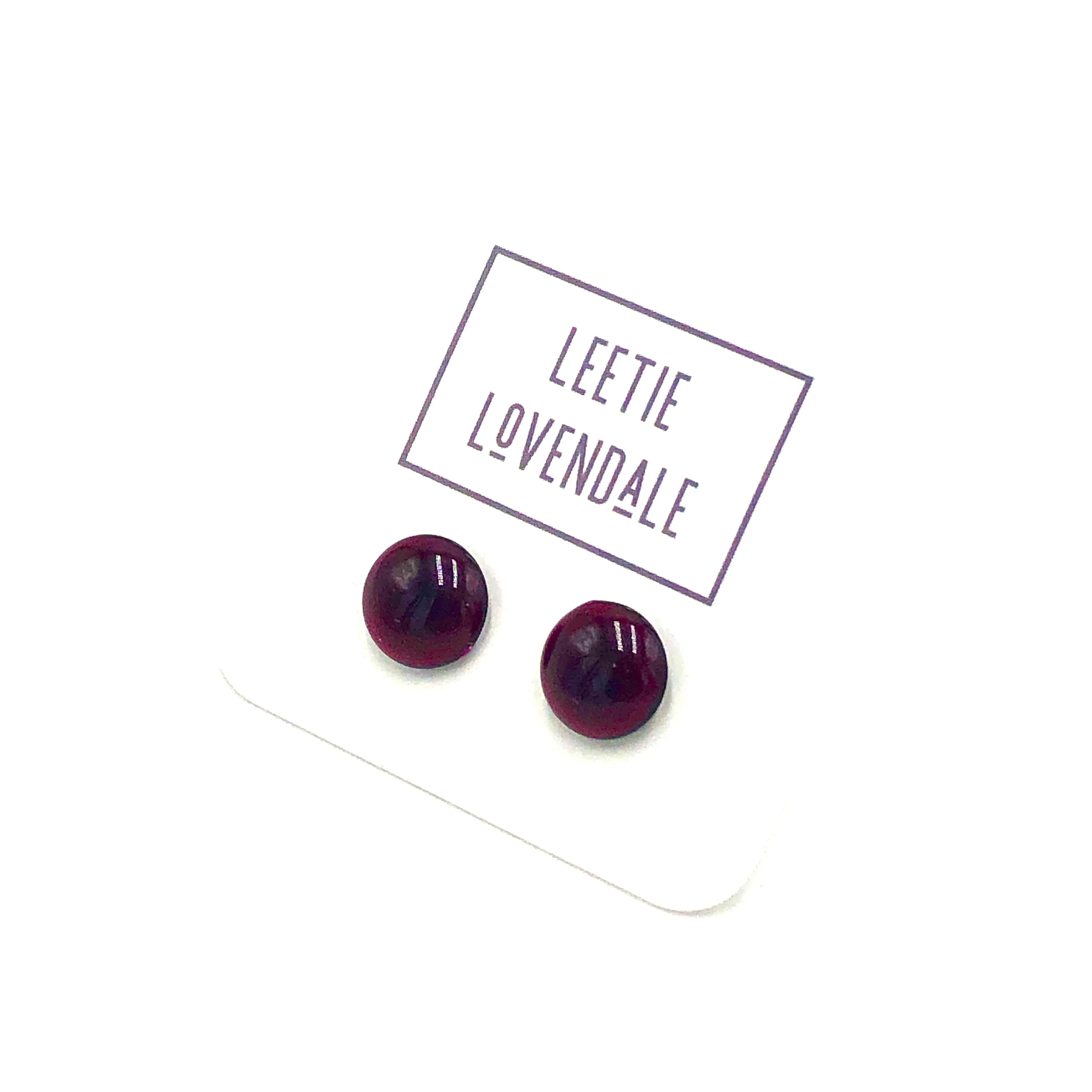 Dark Garnet Retro Button Stud Earrings