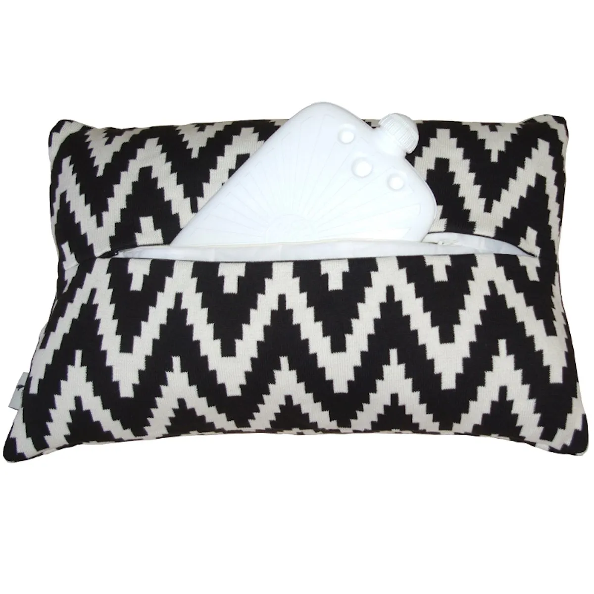 Designer Cushion with integrated Eco Hot Water Bottle -Knitted Cover- Paris