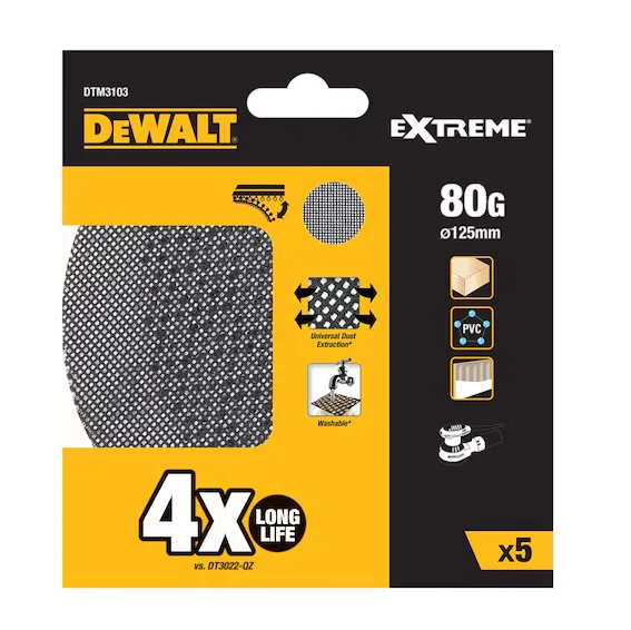 Dewalt Extreme Universal Abrasive Mesh ROS Sheet 125mm