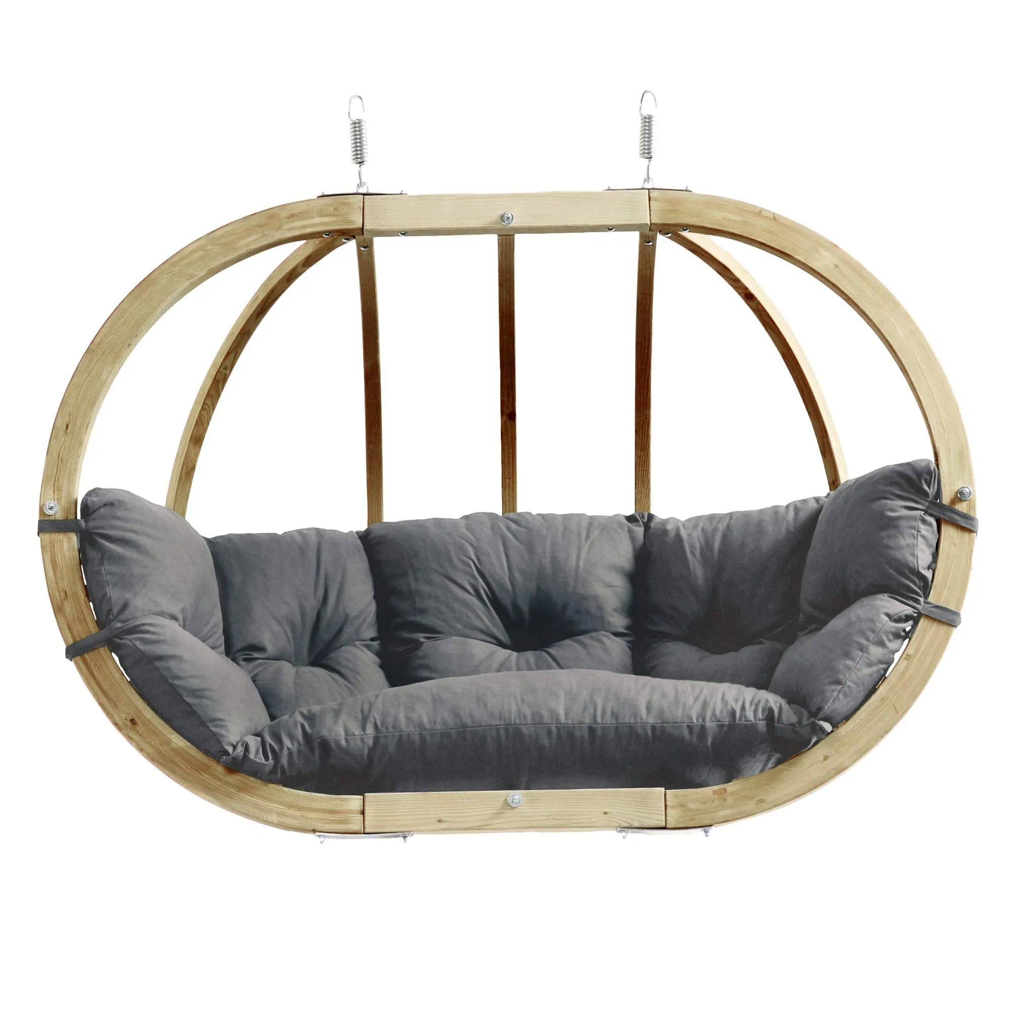 Double Globo Hanging Chair with Grey Cushions - Outdoor Living and Style