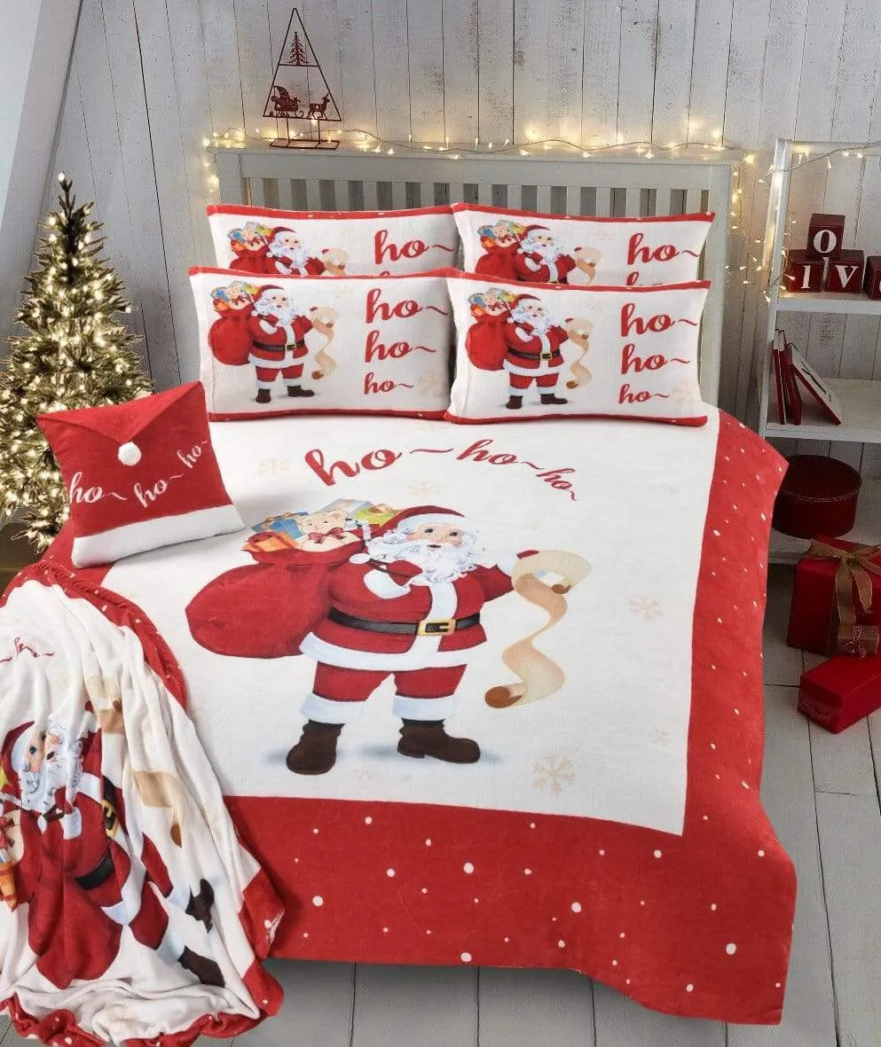 Father Christmas Teddy Fleece Duvet Set Luxurious Reversible Faux Fur Warm Bedding for Cosy Winter Bedroom Decor in Multiple Sizes by OLIVIA ROCCO