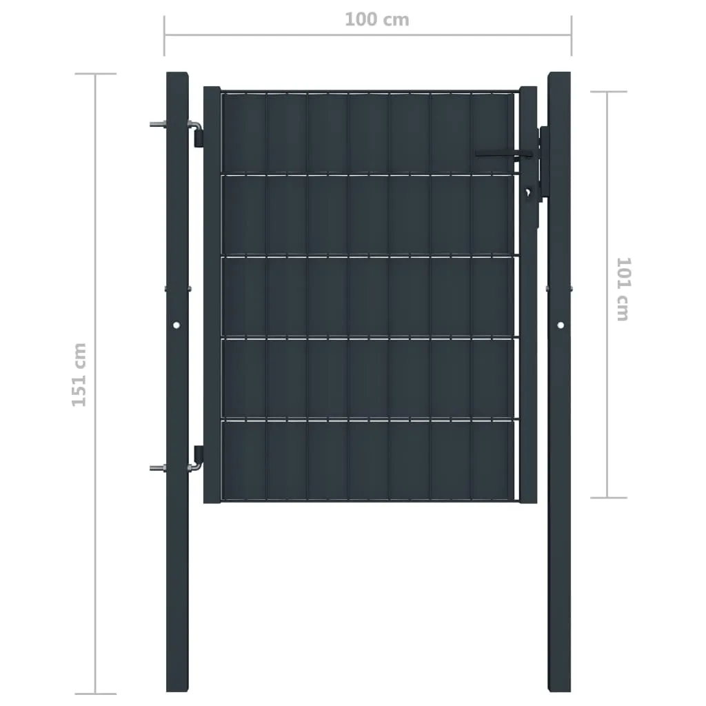 Fence Gate PVC and Steel 100x101 cm Anthracite