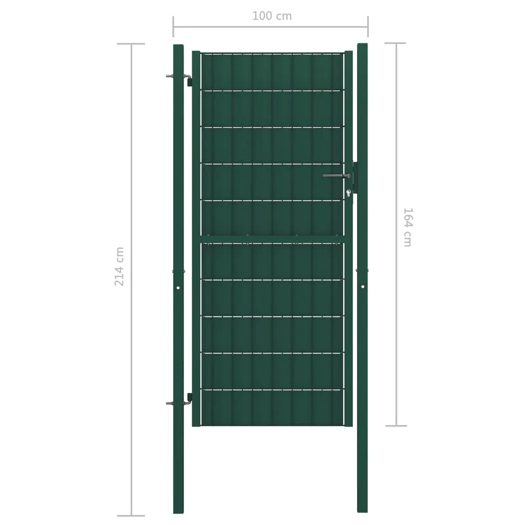 Fence Gate PVC and Steel 164x100 cm Green