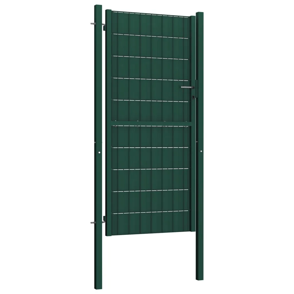 Fence Gate PVC and Steel 164x100 cm Green