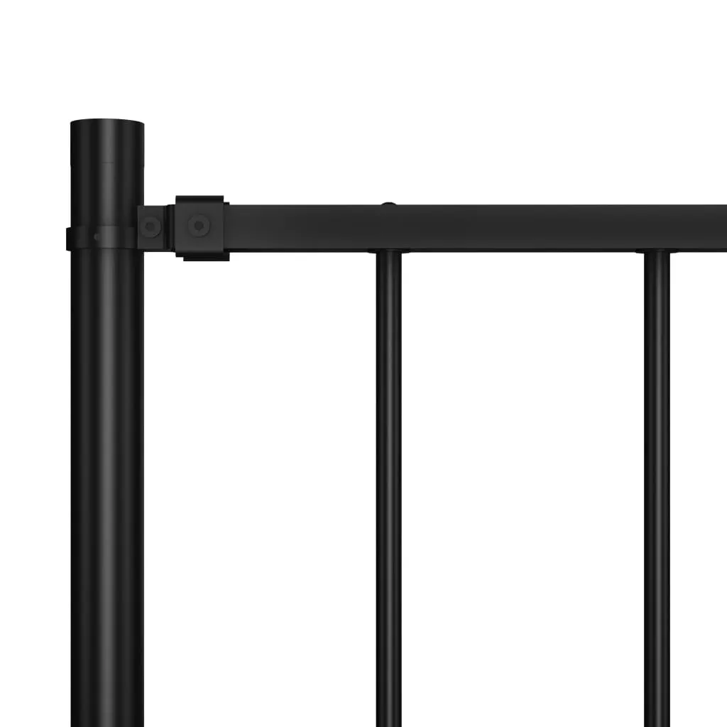 Fence Panel with Posts Powder-coated Steel 1.7x0.75 m Black