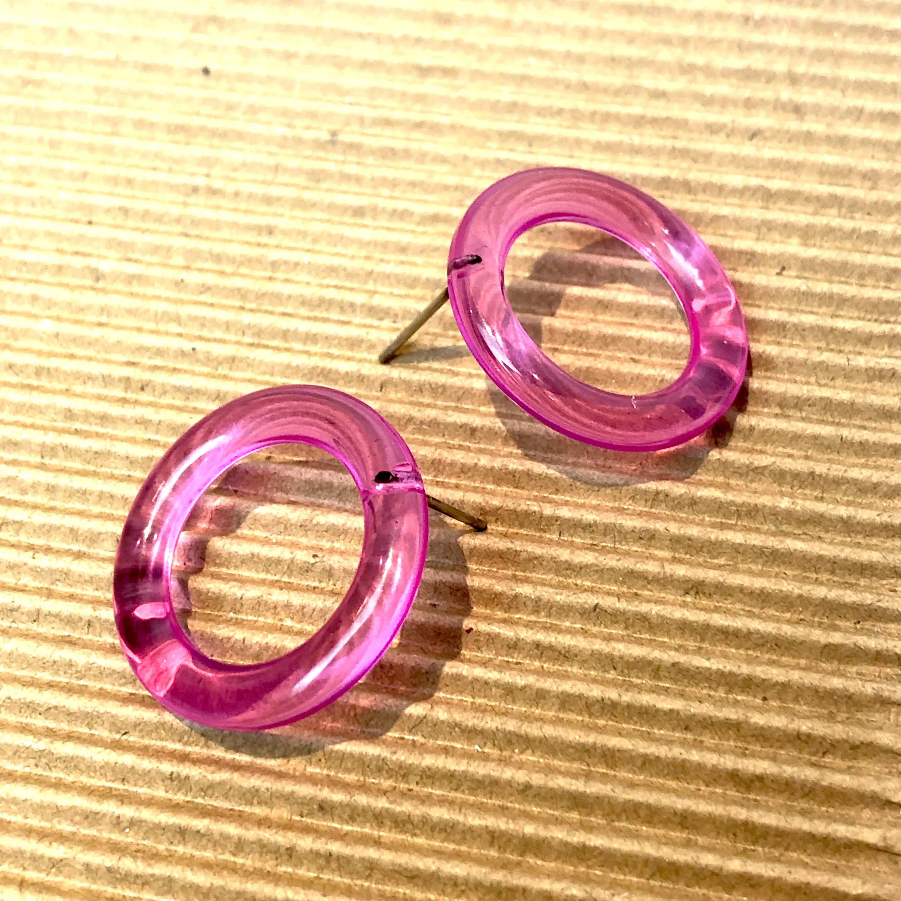 Hot Pink Donut Stud Earrings