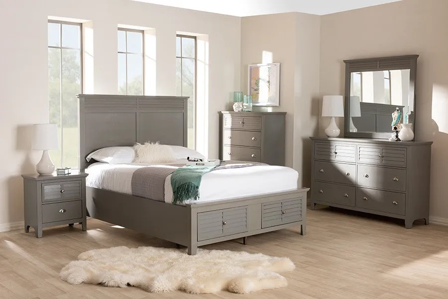 Indira Grey Wood 6-Piece Bedroom Set (Queen)