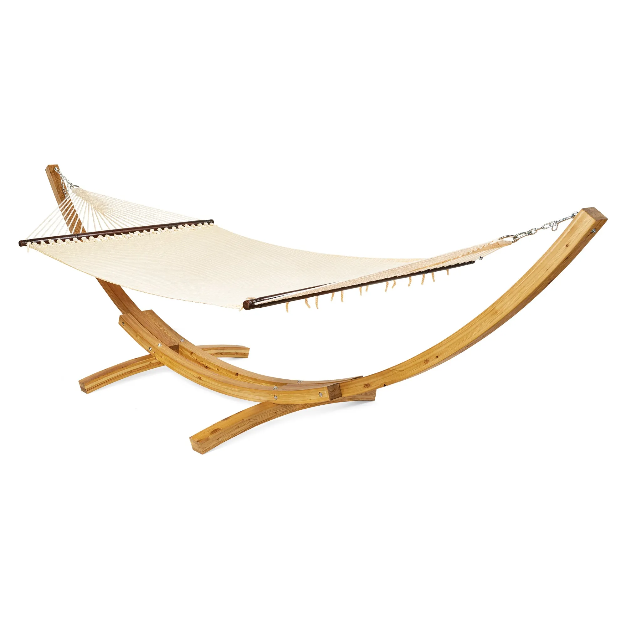 Jumbo Cream Hammock and Wood Arc Stand | Caribbean Hammocks