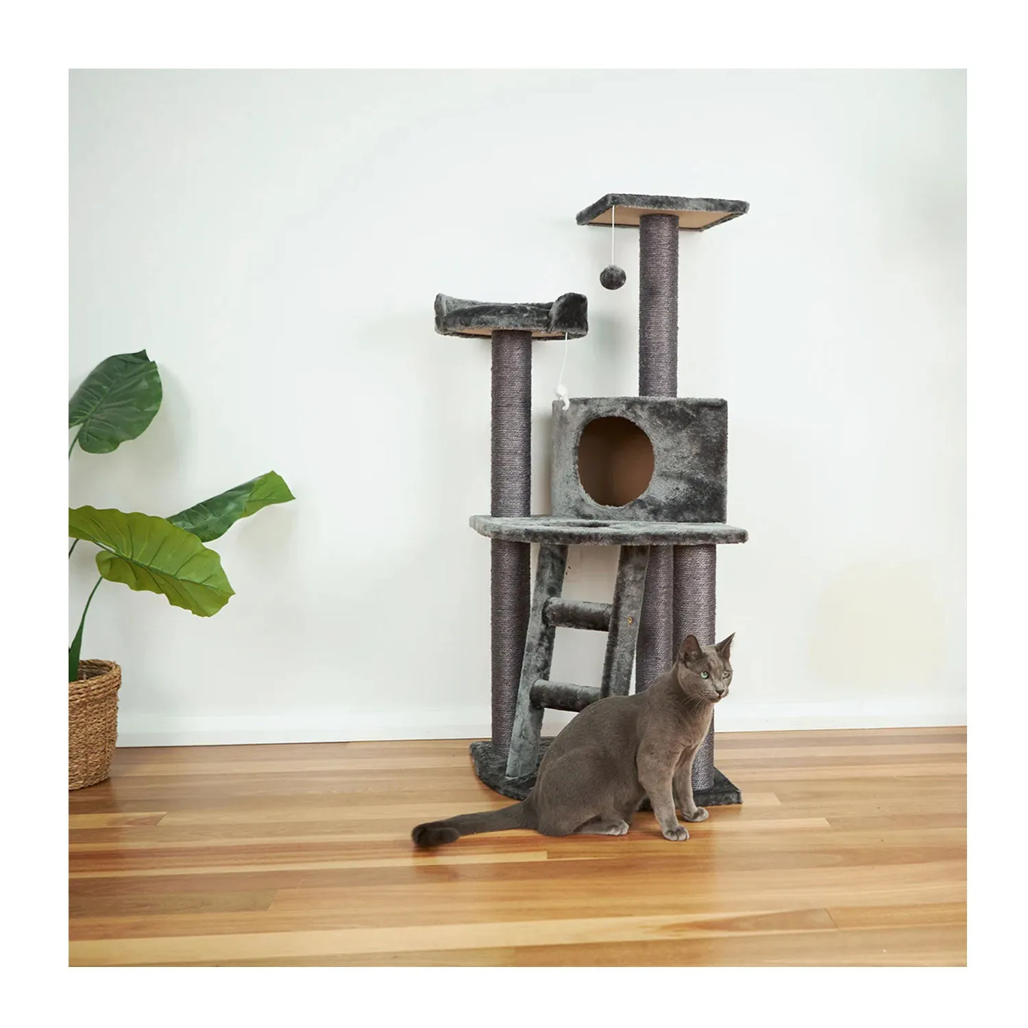 Kazoo Corner 3 Level Cat Scratch Furniture Charcoal