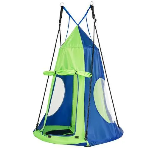 Kids Hanging Chair Swing Tent Set-Green