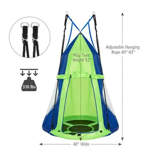 Kids Hanging Chair Swing Tent Set-Green