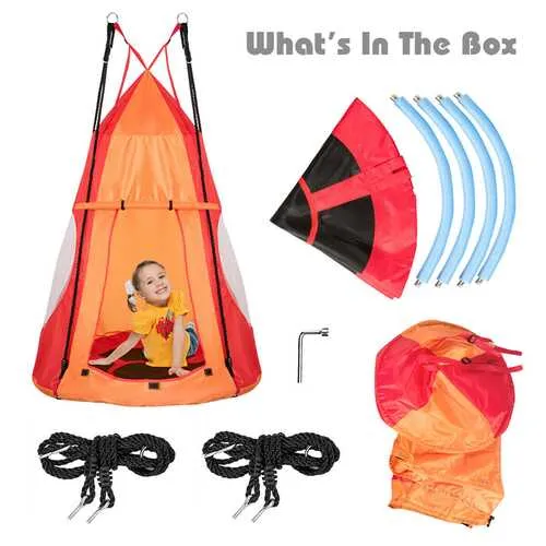 Kids Hanging Chair Swing Tent Set-Orange