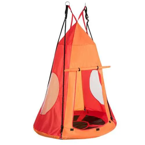 Kids Hanging Chair Swing Tent Set-Orange